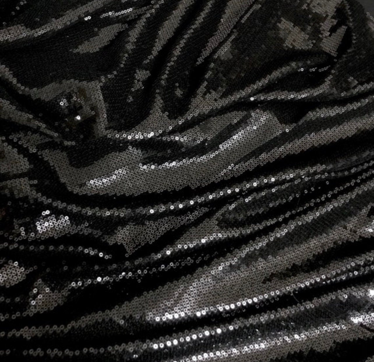 Embroidered Sequin Georgette Fabric in Black color, Multiple lengths will come in the continuous piece - SQAF02