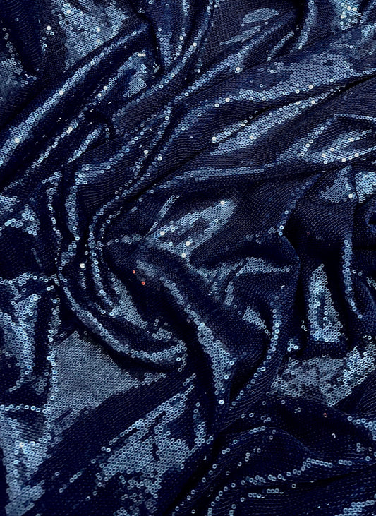 Blue Sequin Embroidered Georgette Fabric, Wedding Dress Fabric, Multiple yardage will come in the continuous length SQAF08