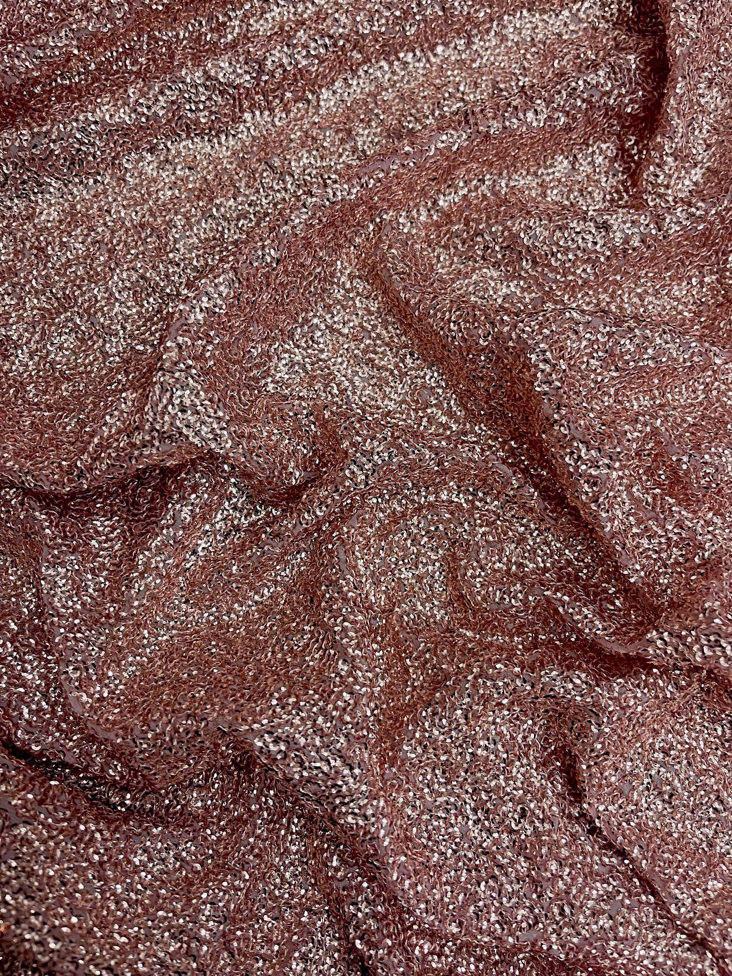 Embroidered Sequins Georgette Fabric in Rose Gold color, Multiple lengths will come in the continuous piece - SQAF26