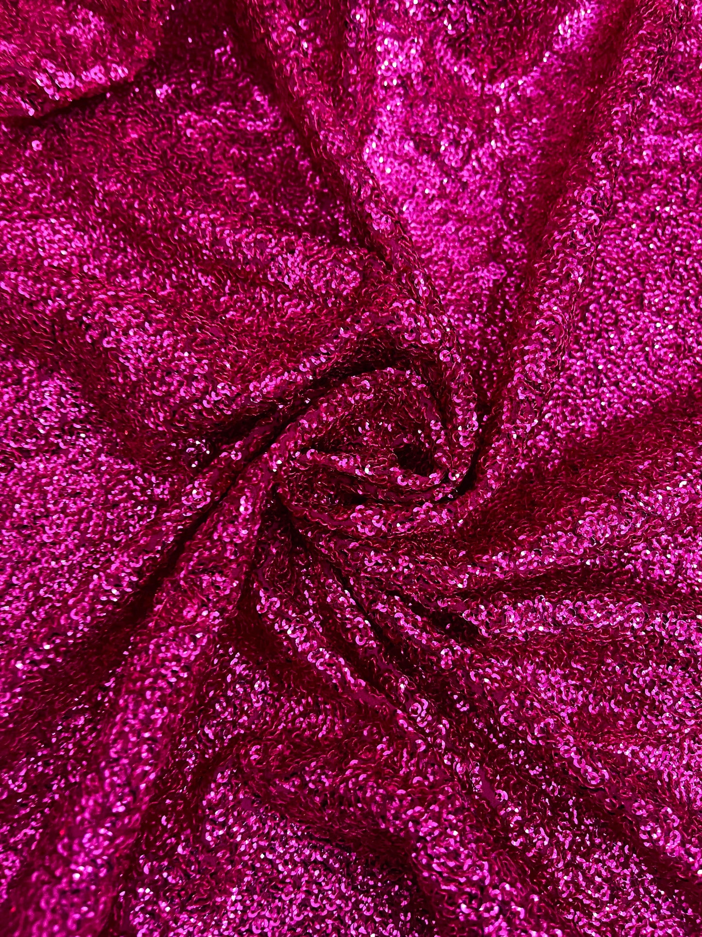 Embroidered Georgette Sequin Fabric in Hot Pink color, Multiple lengths will come in the continuous piece -SQAF12