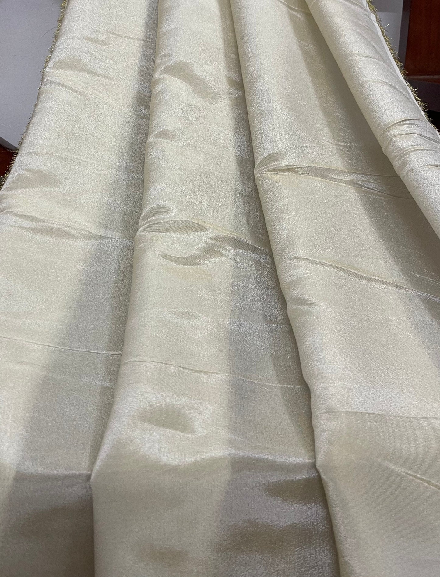 Viscose Silk Ivory Gold Tissue, Organza Bridal Fabric, Gold Wedding Dress, Multiple Length will come in a continuous piece - NF481