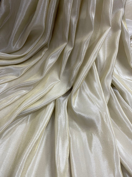 Viscose Silk Ivory Gold Tissue, Organza Bridal Fabric, Gold Wedding Dress, Multiple Length will come in a continuous piece - NF481