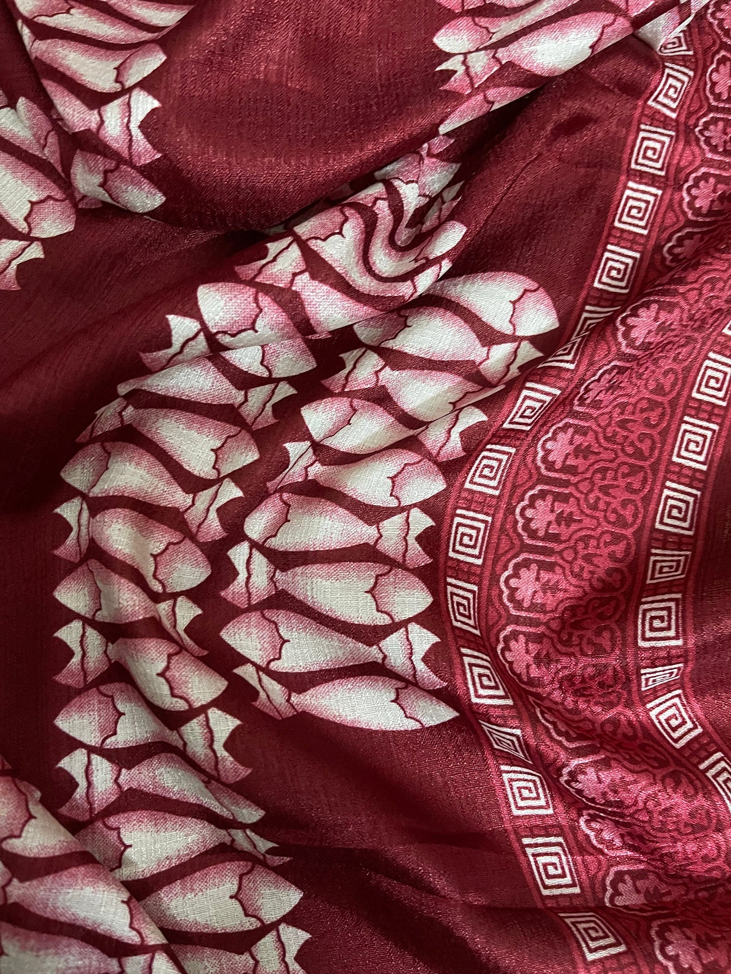 Handloom Khadi Art Silk Scarf, Block Print Vegetable Dyed Stole, Handmade Dupatta, Indian Khadi silk DP41