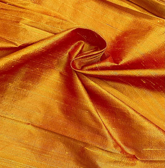 Indian Shantung Raw Silk Fabric Handloom Yellow Mustard Dupioni Silk, Wedding Fabric, Multiple yardage will come in the continuous length RS18