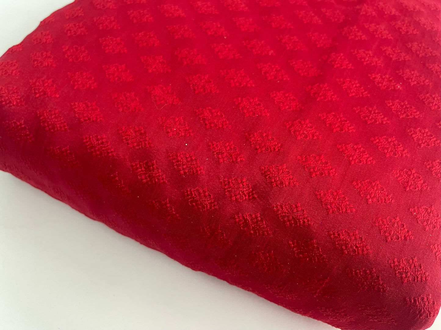 Brocade Red Fabric, Wedding Dress fabric, Fancy fabric, Multiple yardage will come in a continuous length - NF733