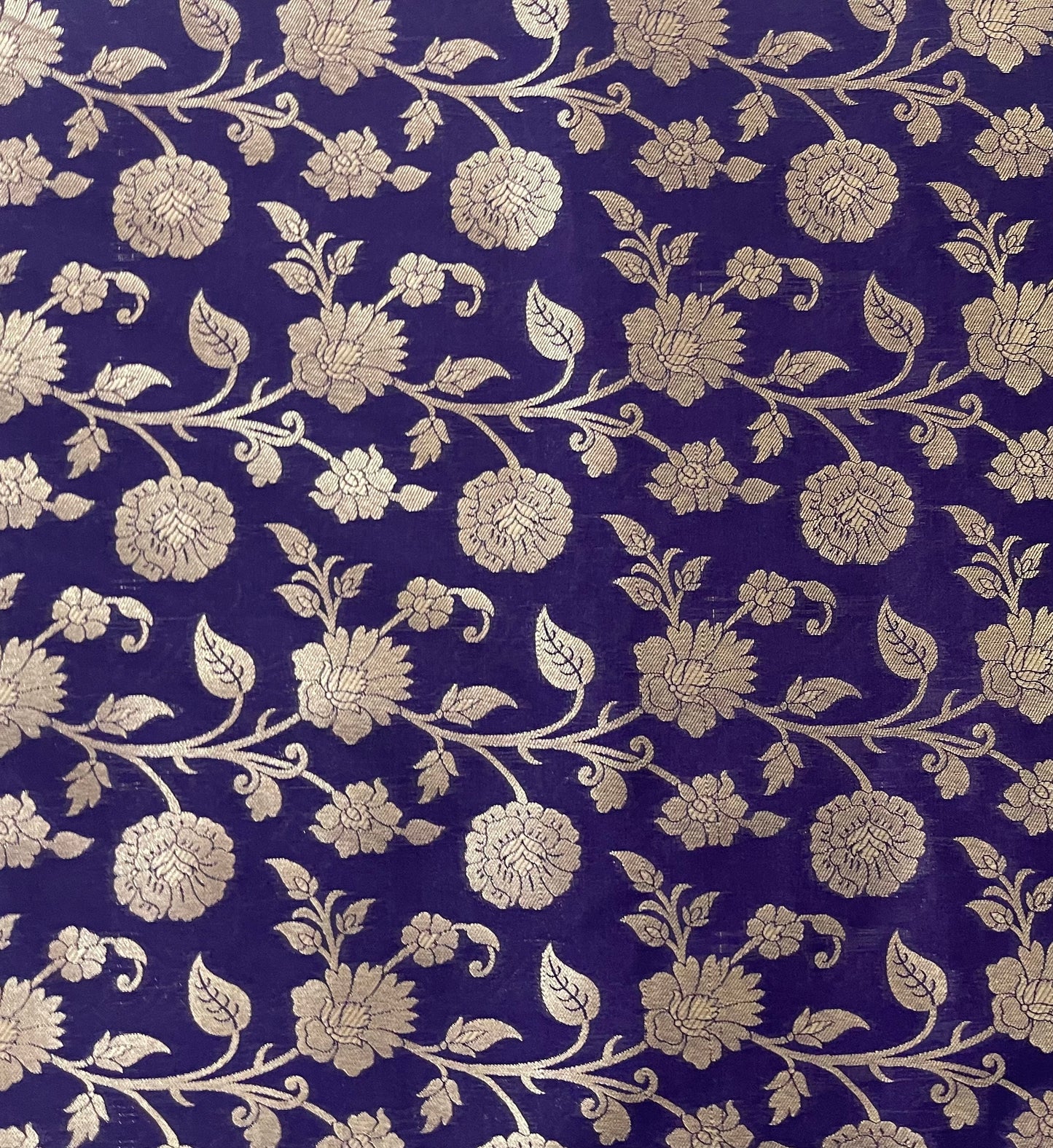 Indian Banarasi Brocade fabric in Purple and gold color, Multiple lengths will come in the continuous piece - NF764